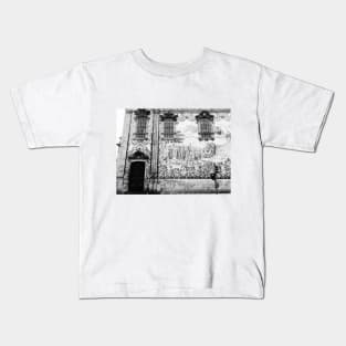 Black and White Lisbon Church, Portugal, Photography Kids T-Shirt